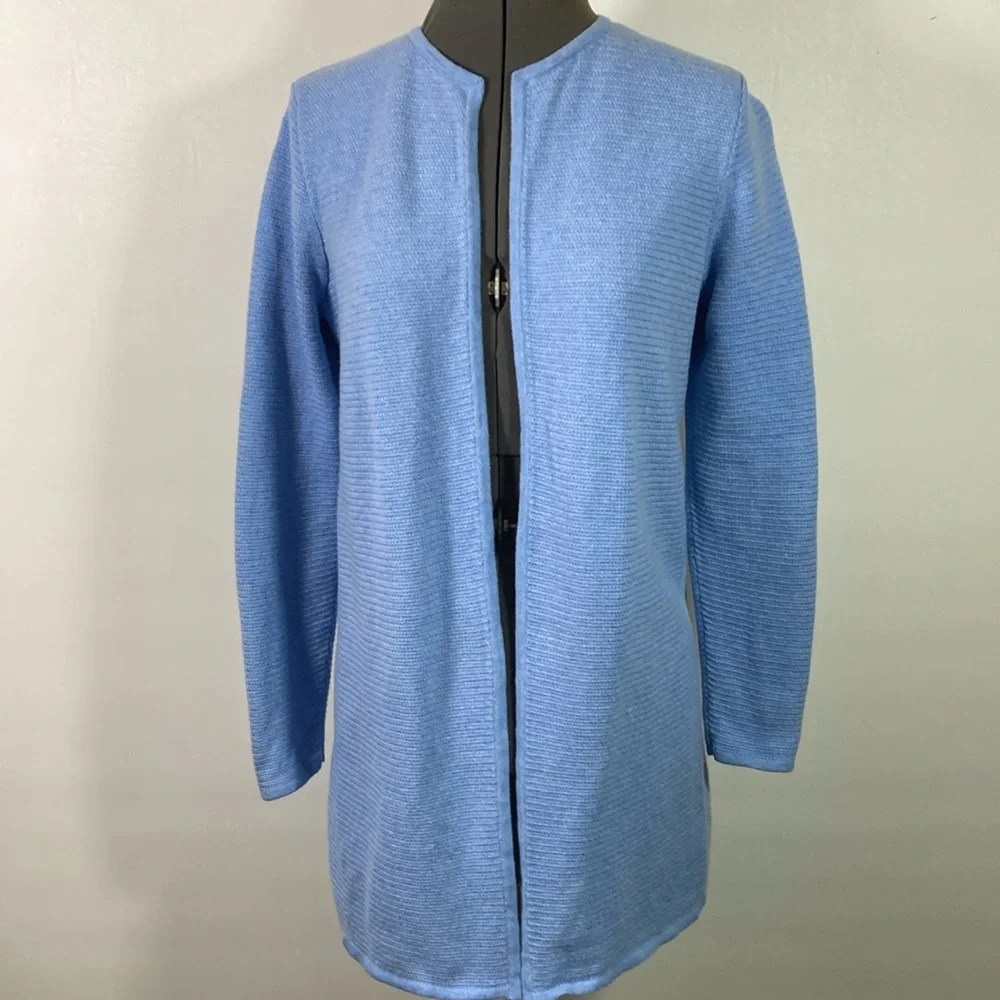 Talbots Mid Length Close Knit Open Front Cotton Blend Sweater/Coat Size Sp